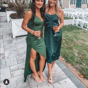 Satin Green Midi Dress